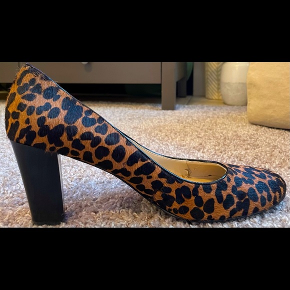 Nine West Shoes - Nine West Leather and Real Fur Leopard Print Pump 8M